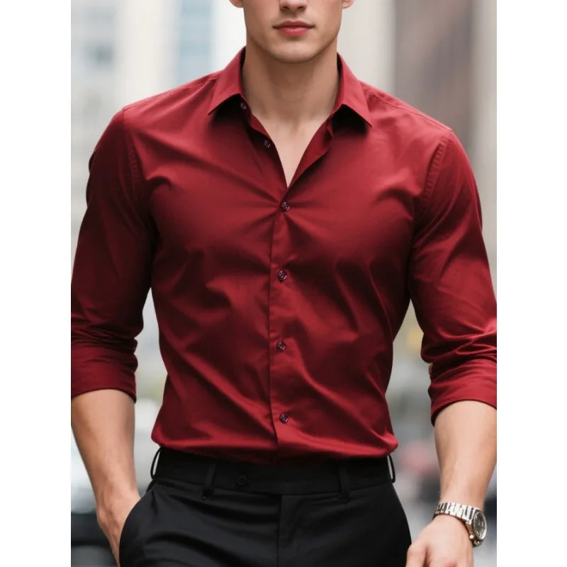 Men's Tailored Fit Dress Shirt - Traditional Long Sleeve Button Down