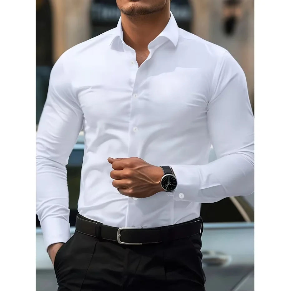 Men's Tailored Fit Dress Shirt - Traditional Long Sleeve Button Down