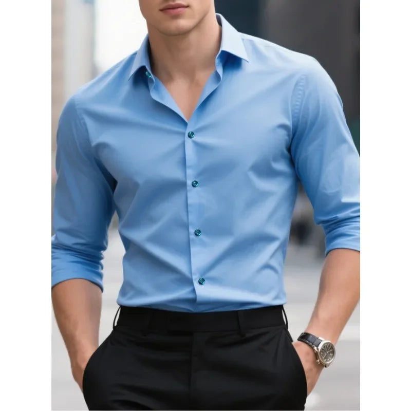 Men's Tailored Fit Dress Shirt - Traditional Long Sleeve Button Down