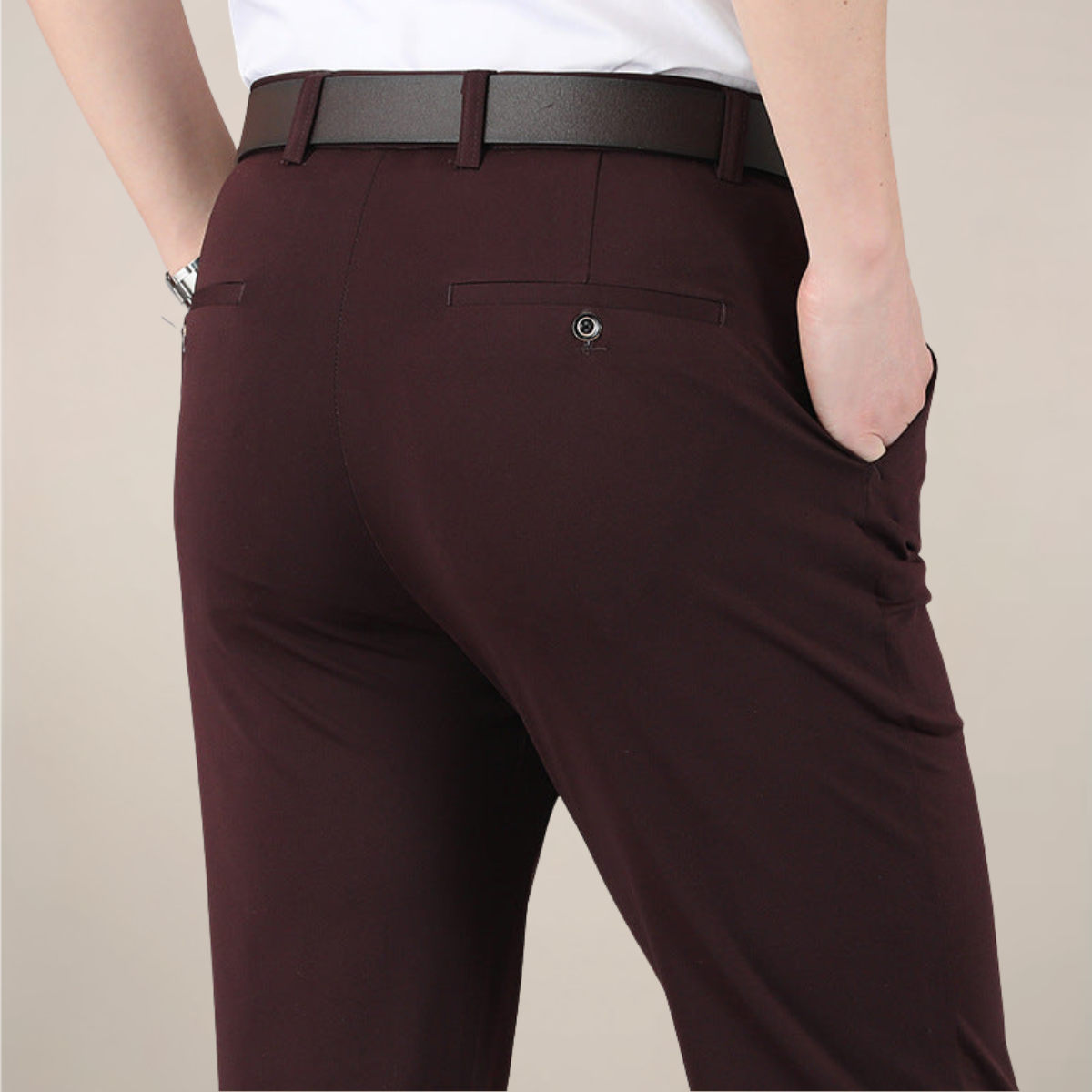 Men's Tailored Fit Dress Pants - Elastic Waist Office Trousers