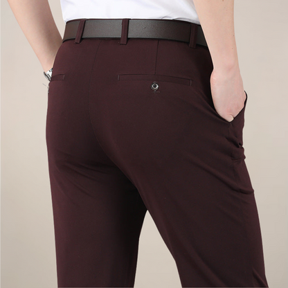 Men's Tailored Fit Dress Pants - Elastic Waist Office Trousers