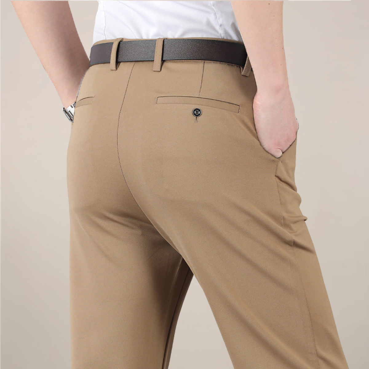 Men's Tailored Fit Dress Pants - Elastic Waist Office Trousers