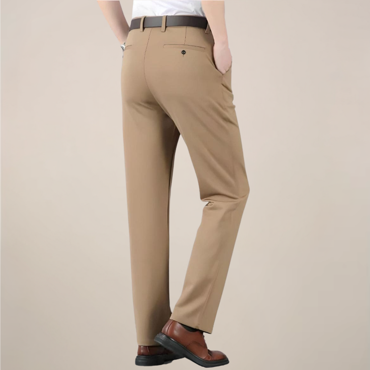 Men's Tailored Fit Dress Pants - Elastic Waist Office Trousers