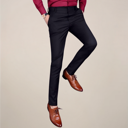 Men's Tailored Fit Dress Pants - Elastic Waist Office Trousers