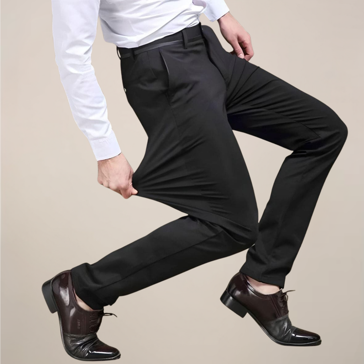 Men's Tailored Fit Dress Pants - Elastic Waist Office Trousers