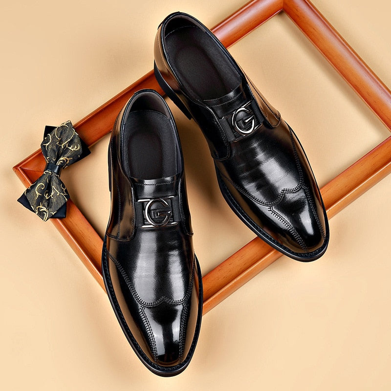 Classic Leather Wingtip Dress Shoes for Men