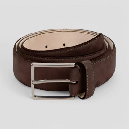 Men's Leather Dress Belt - Simple Classic Buckle Style