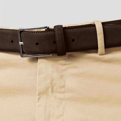 Men's Leather Dress Belt - Simple Classic Buckle Style