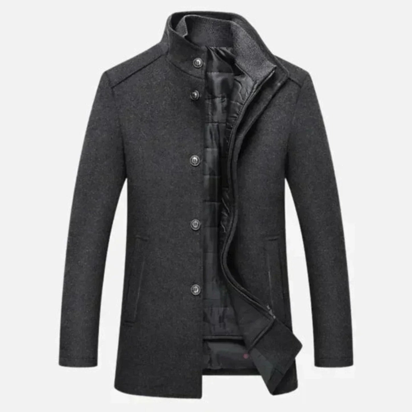 Classic Fit Notch Collar Button Overcoat