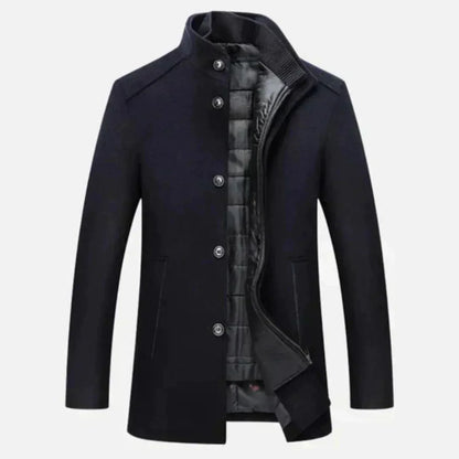Classic Fit Woolen Coat with Insulated Lining