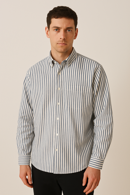 Classic Mens Vertical Stripe Shirt - OutfitLondon