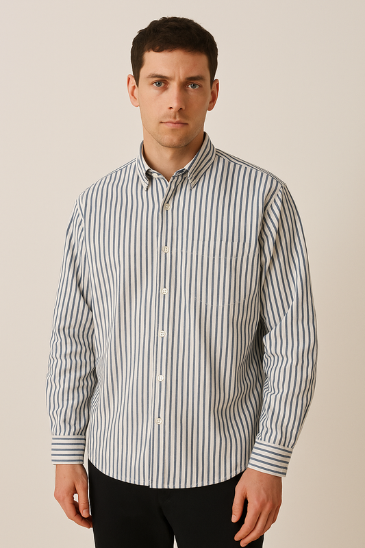 Classic Mens Vertical Stripe Shirt - OutfitLondon