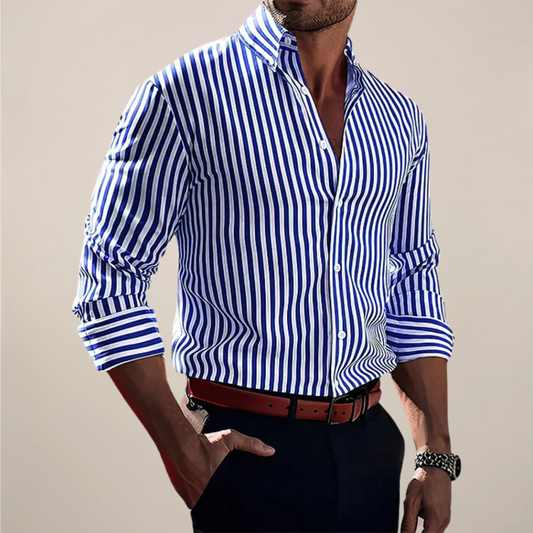 Men's Slim Fit Striped Dress Shirt - OutfitLondon