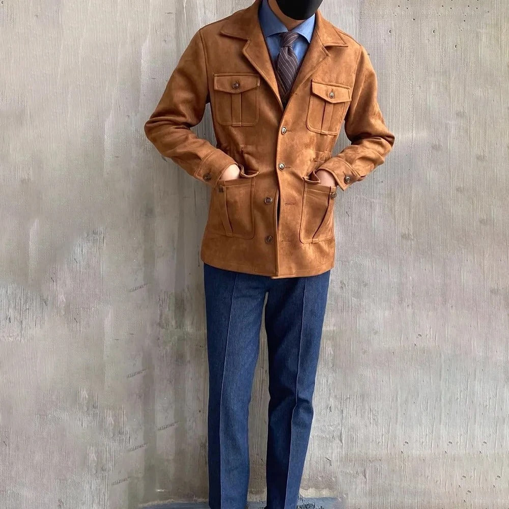Waterproof Four Pocket Faux Suede Hunting Coat