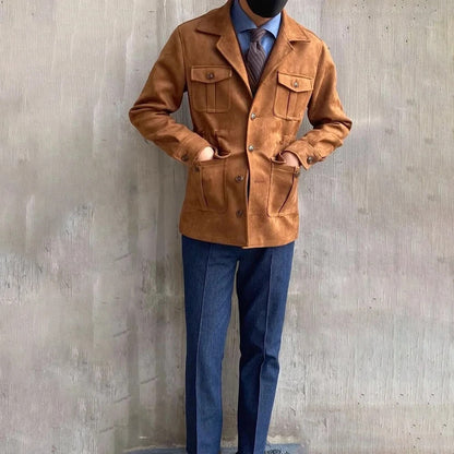 Waterproof Four Pocket Faux Suede Hunting Coat