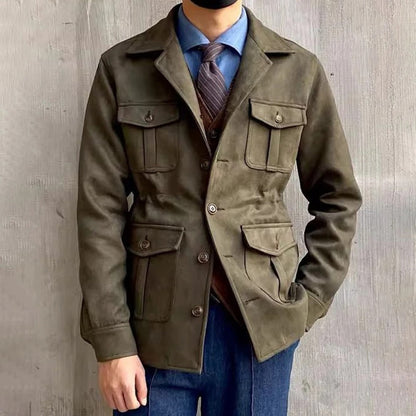 Waterproof Four Pocket Faux Suede Hunting Coat