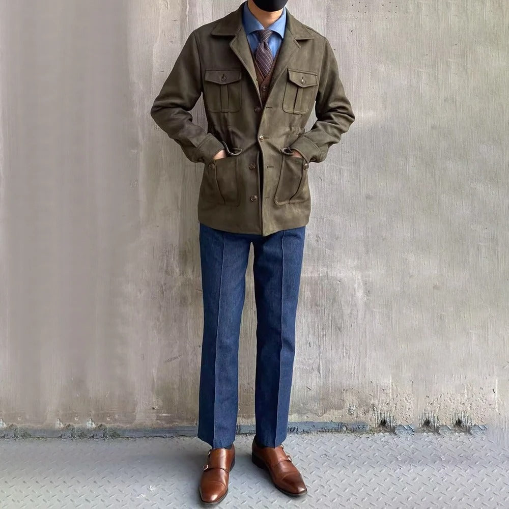 Waterproof Four Pocket Faux Suede Hunting Coat
