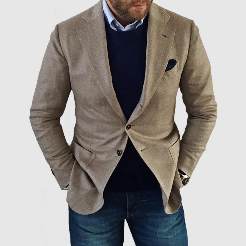 Men's Classic Fit Blazer - Stylish Two Button Suit Jacket