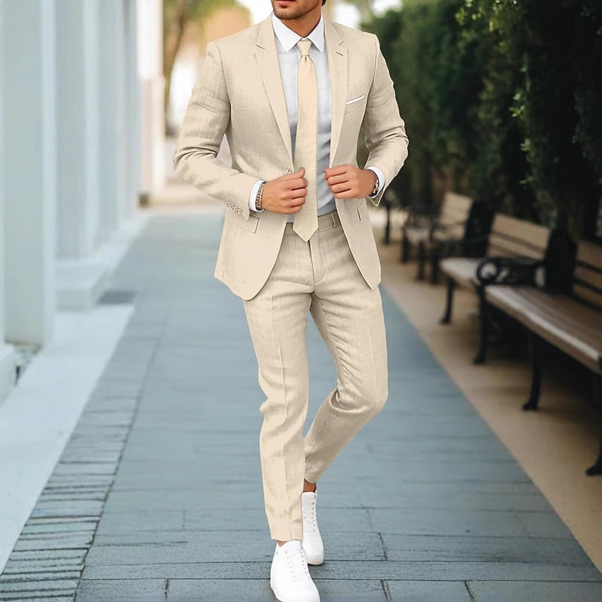 Slim Fit Summer Suit - Breathable Two Piece Jacket and Pants