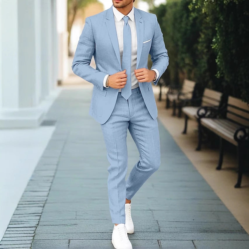 Slim Fit Summer Suit - Breathable Two Piece Jacket and Pants