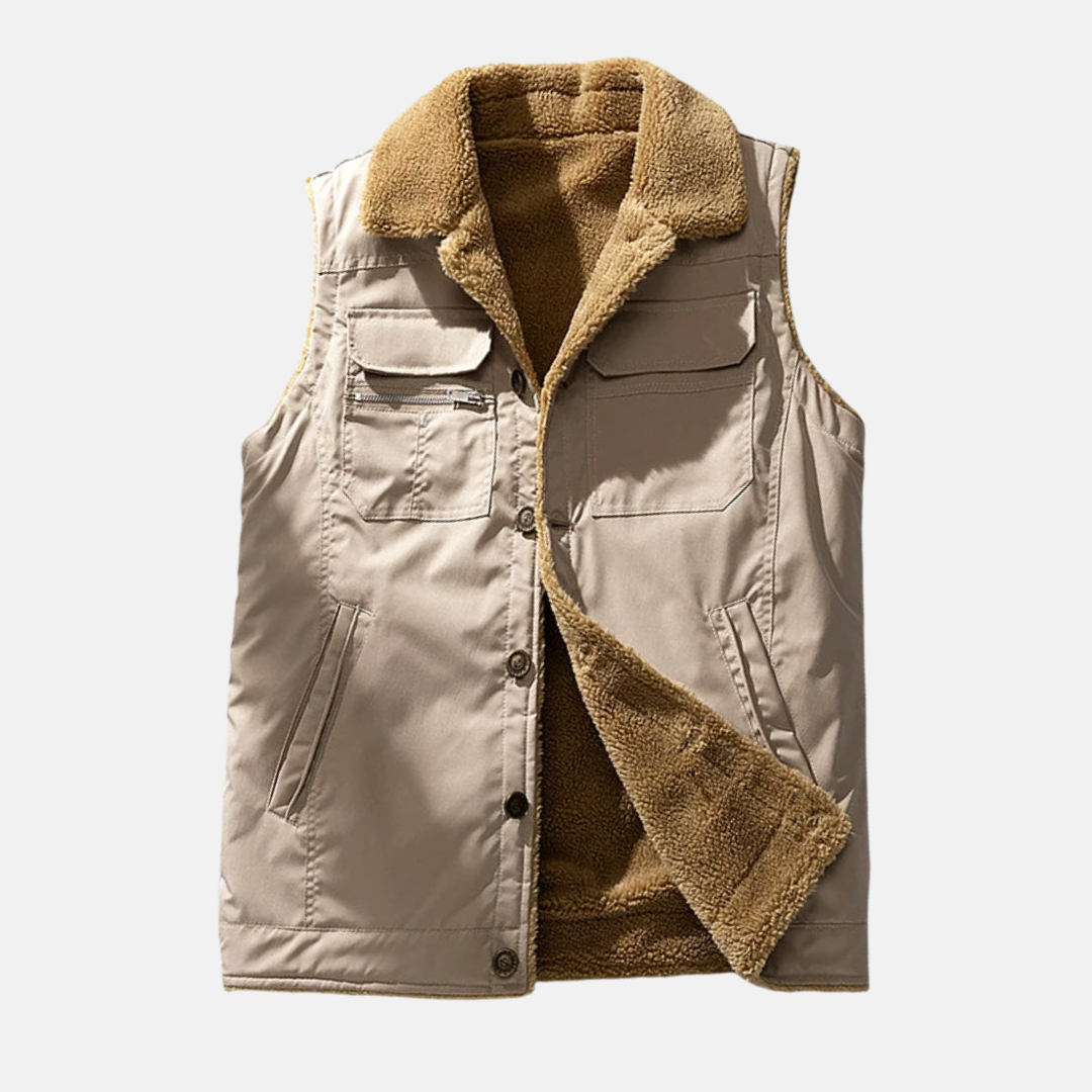 Men’s Utility Bodywarmer – Structured Fit – Sherpa Lined – High Collar – Multi Pocket