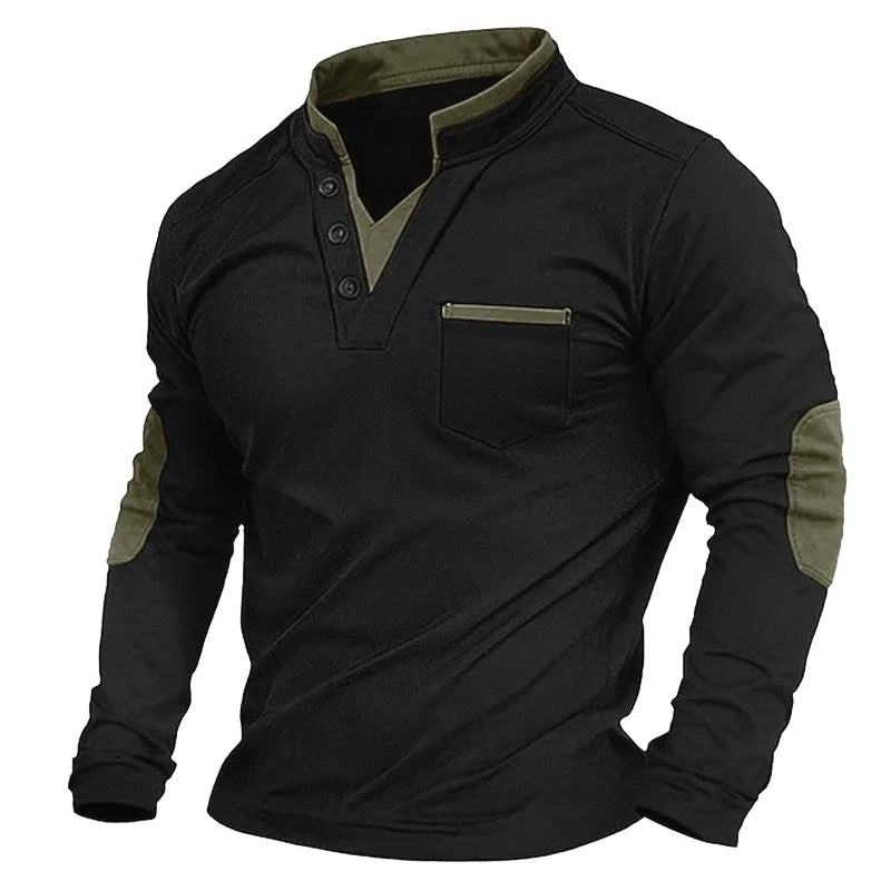 Casual V-Neck Sweater with Elbow Patches