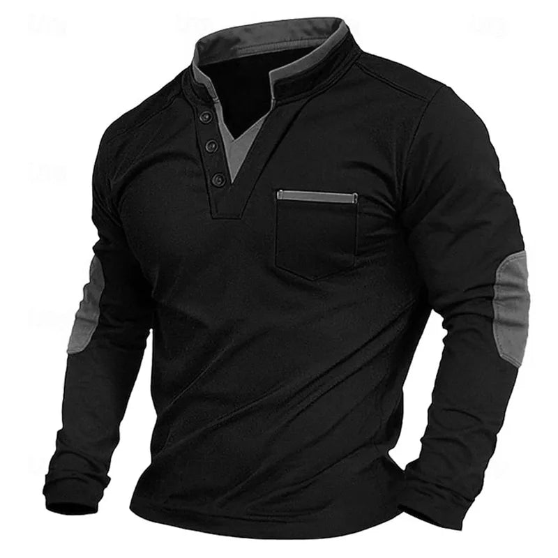 Casual V-Neck Sweater with Elbow Patches