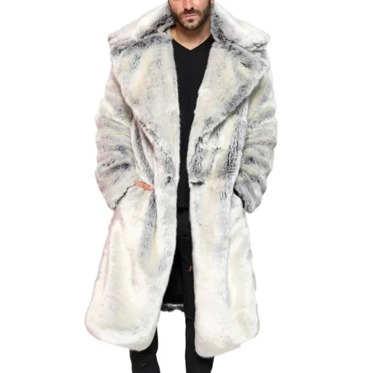 Mens Chinchilla Fur Hooded Long Coat - OutfitLondon