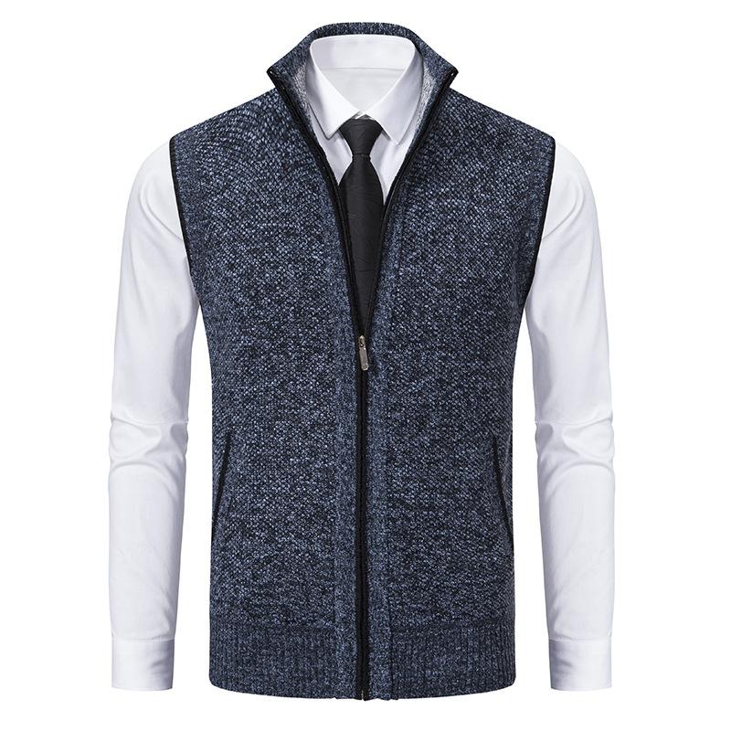 Warm Zipper Knitted Vest Mock Neck