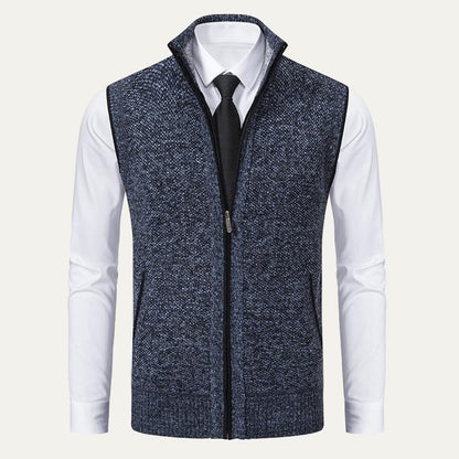 Men's Thick Cable Knit Zipper Vest