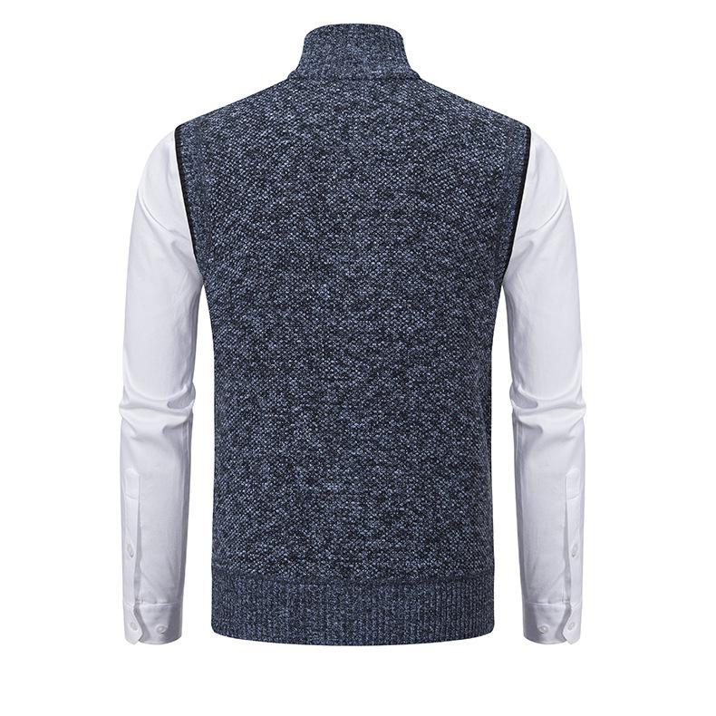 Warm Zipper Knitted Vest Mock Neck