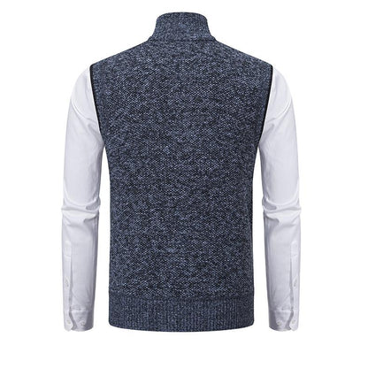 Warm Zipper Knitted Vest Mock Neck