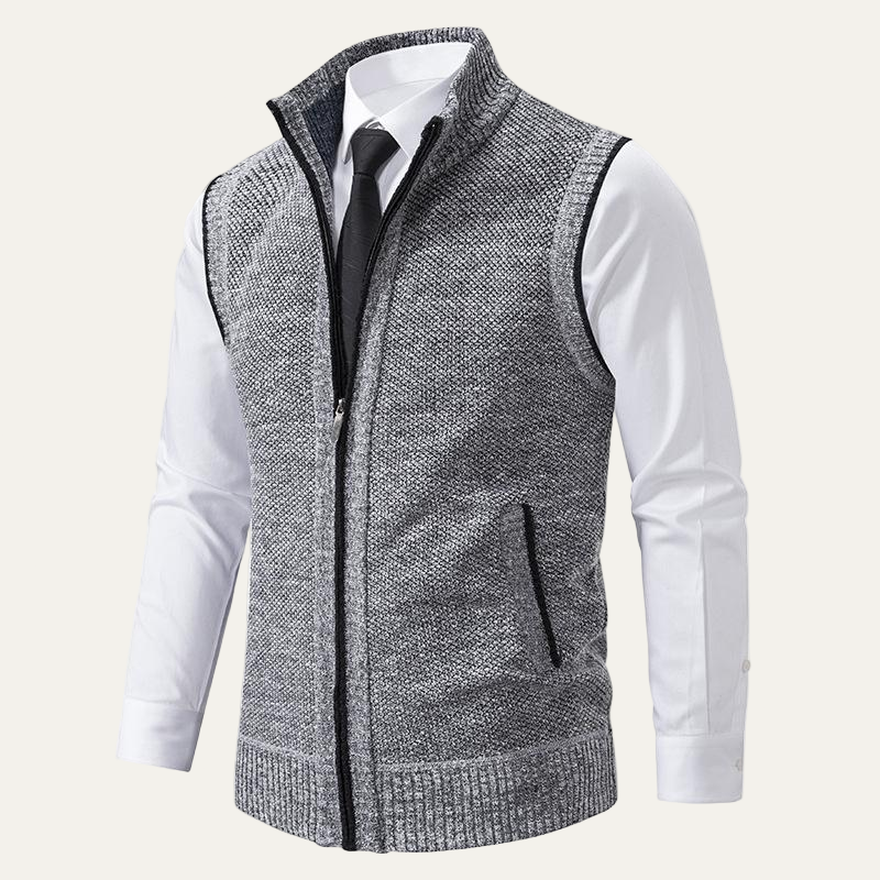 Men's Thick Cable Knit Zipper Vest