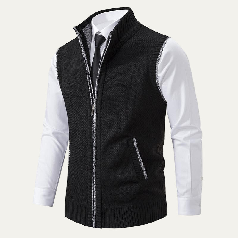 Men's Thick Cable Knit Zipper Vest