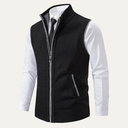 Men's Thick Cable Knit Zipper Vest