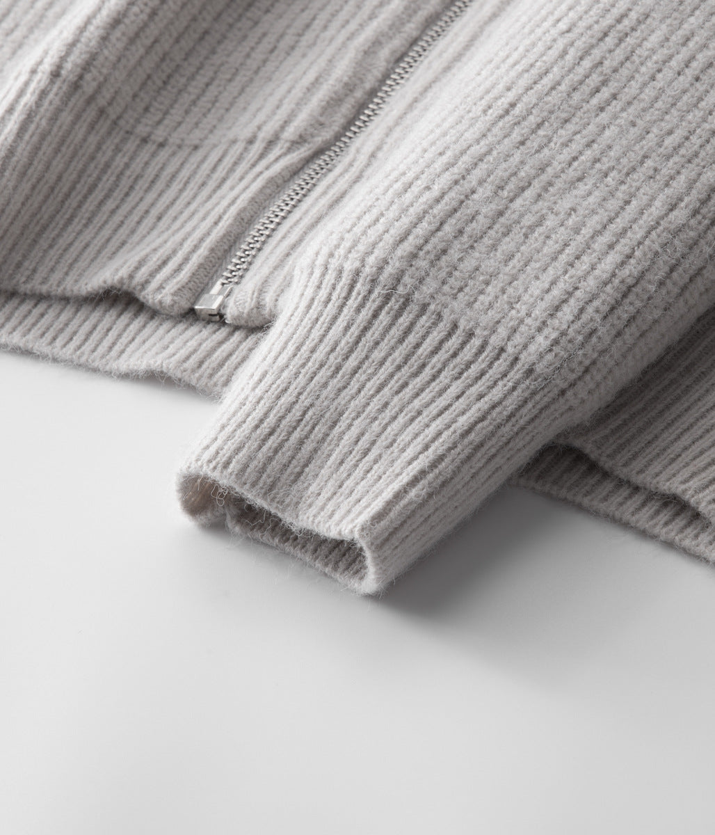 Men's Thick Zipper Crew Neck Sweater