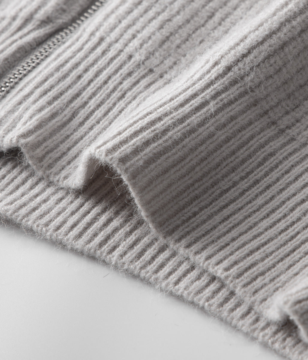 Men's Thick Zipper Crew Neck Sweater