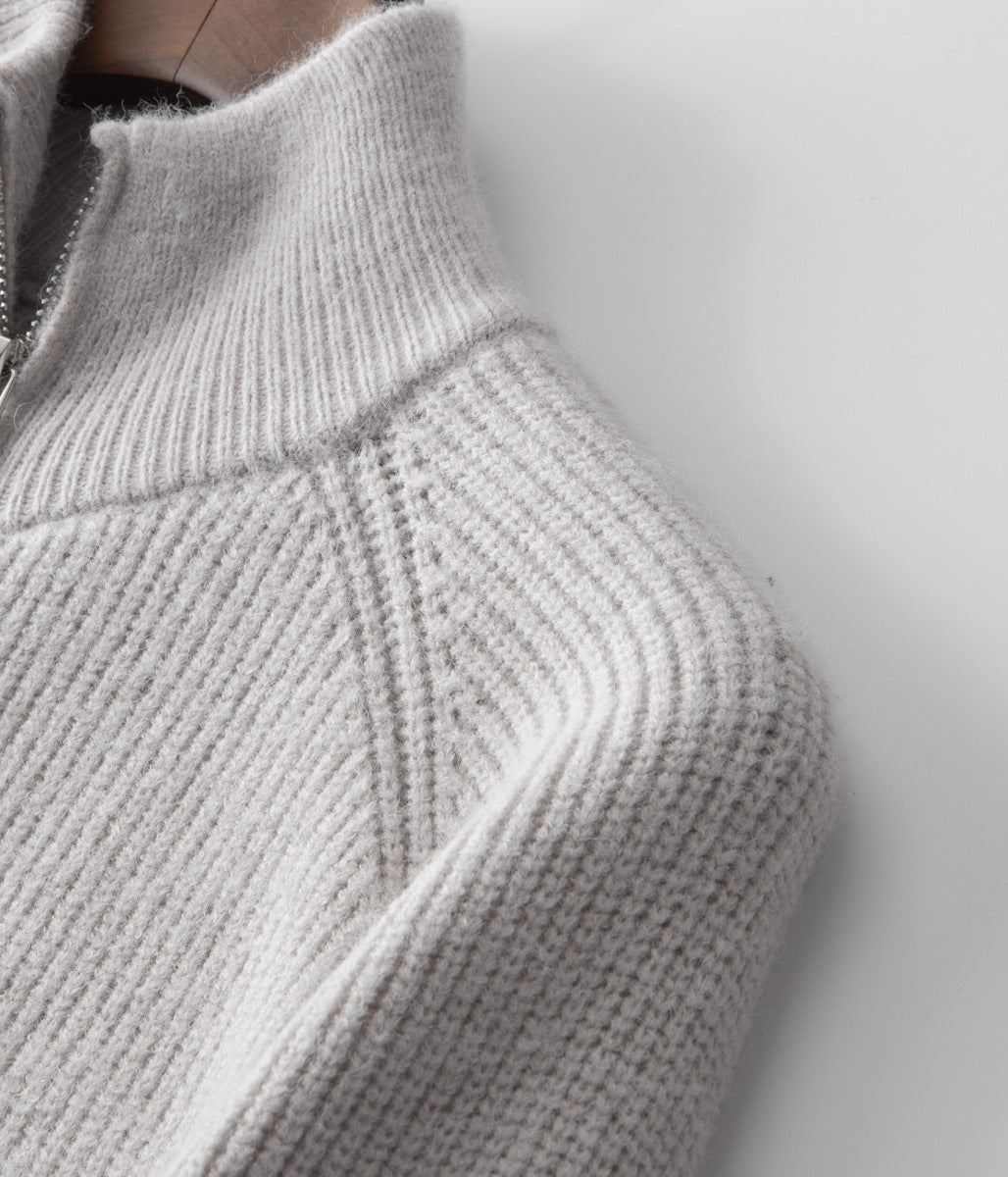 Men's Thick Zipper Crew Neck Sweater