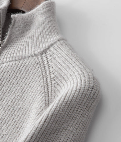 Men's Thick Zipper Crew Neck Sweater