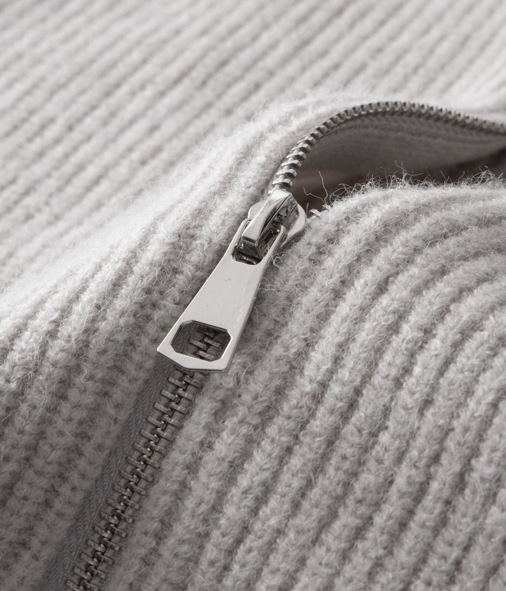 Men's Thick Zipper Crew Neck Sweater