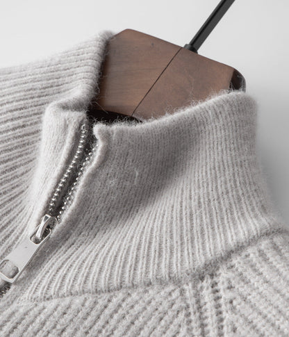 Men's Thick Zipper Crew Neck Sweater