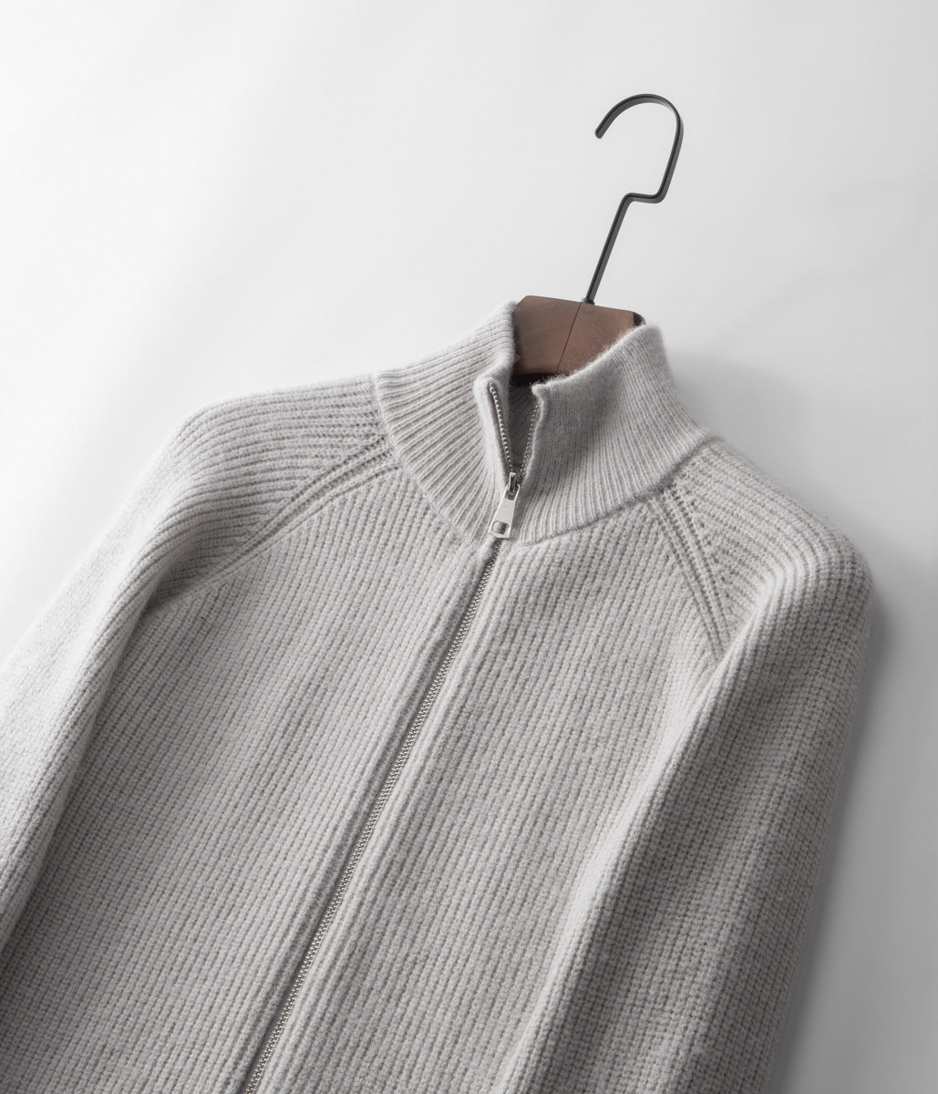 Men's Thick Zipper Crew Neck Sweater