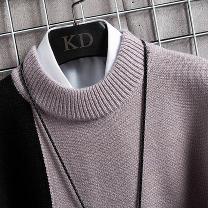 Cozy Patchwork Crew Neck Warm Sweater For Men
