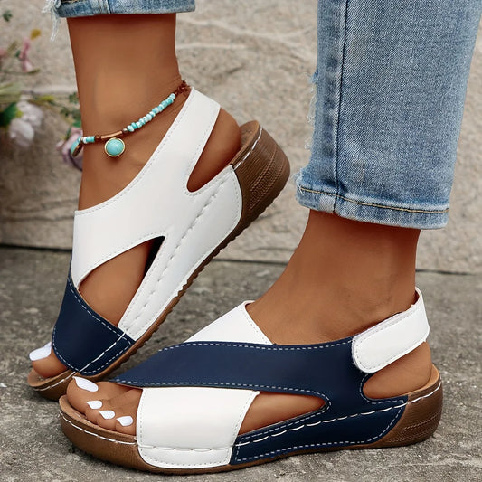 Comfortable Buckle Wedge Sandals - OutfitLondon