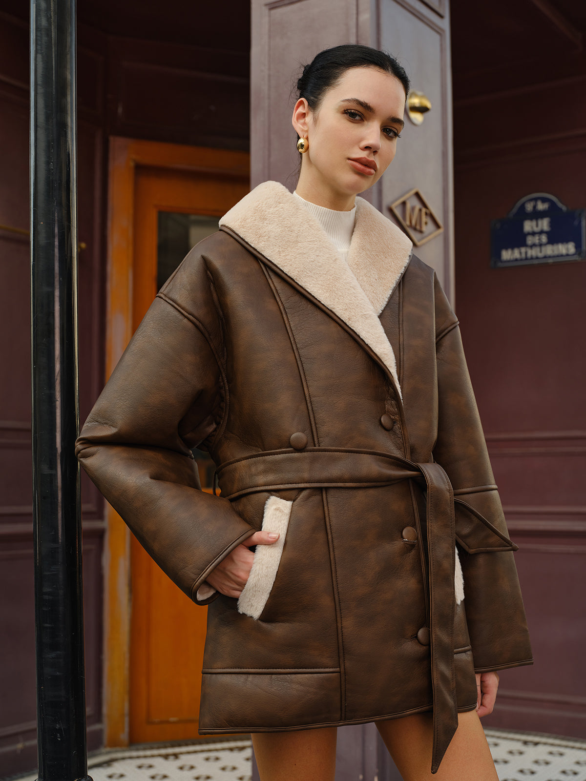 Ladies' Cozy Faux Leather Parka Jacket