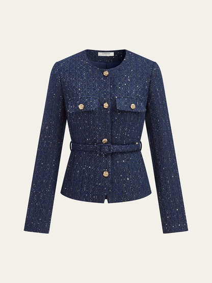Chic Gold Button Wool Coat - OutfitLondon