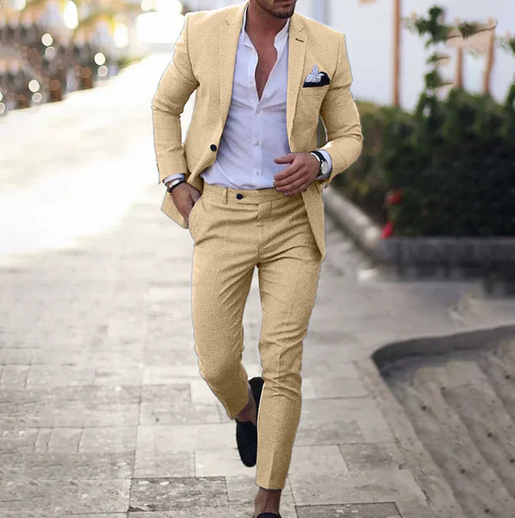 Slim Fit Men's Suit Jacket and Pants