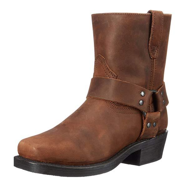Ankle High Black Leather Biker Boots for Women