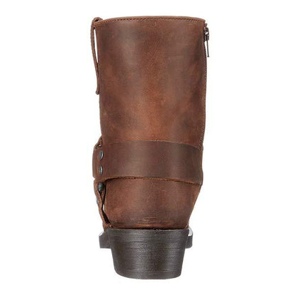 Ankle High Black Leather Biker Boots for Women
