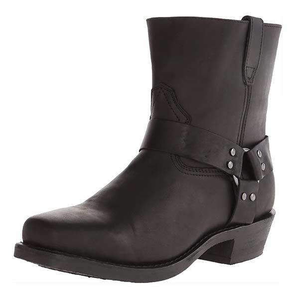 Ankle High Black Leather Biker Boots for Women